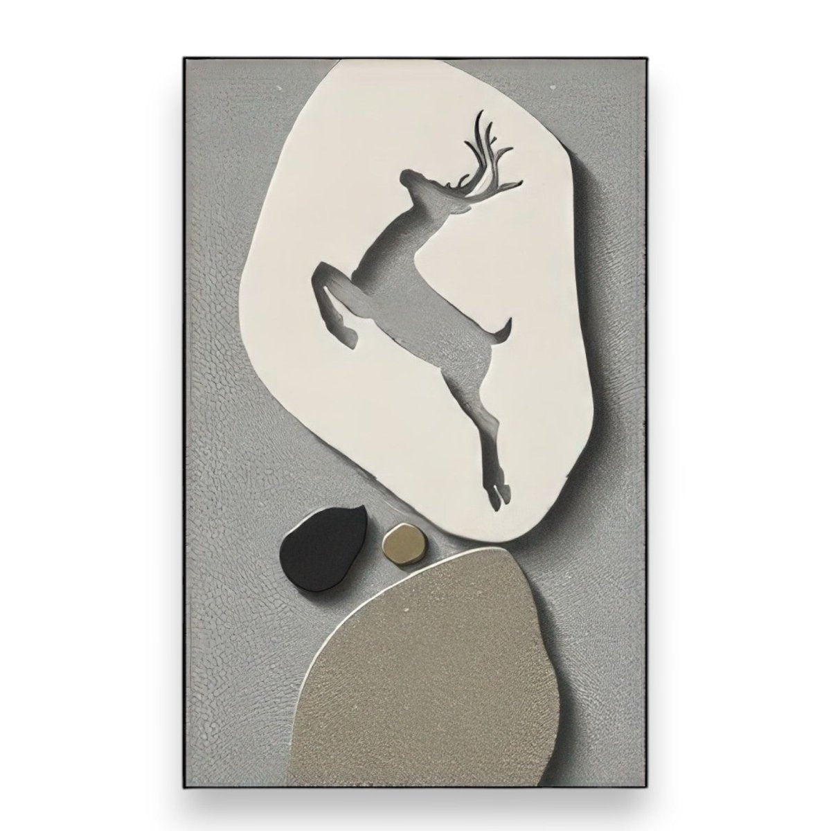 Minimalist Nature Stone & Deer Wall Decor (60 x 90 CM)