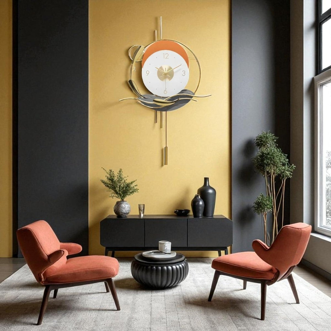 Modern Decorative Pendulum Clock (27.5 x 17 Inches)