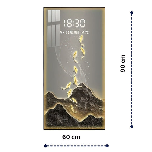 Modern Digital Display Feng Shui Fish Art Clock (60 x 90 CM)