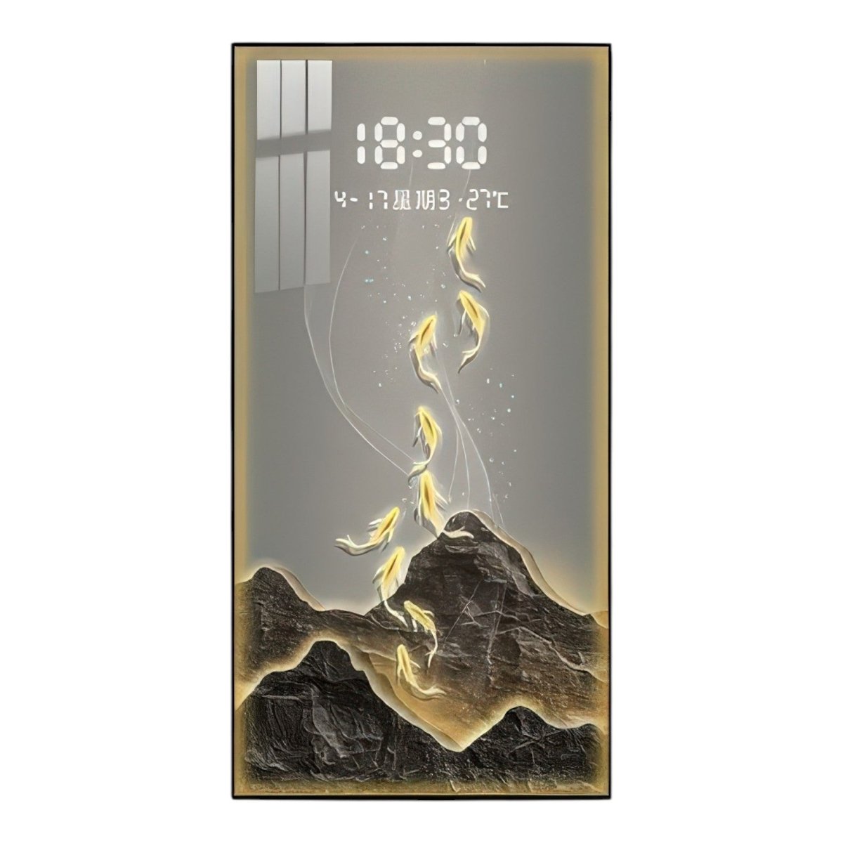 Modern Digital Display Feng Shui Fish Art Clock (60 x 90 CM)