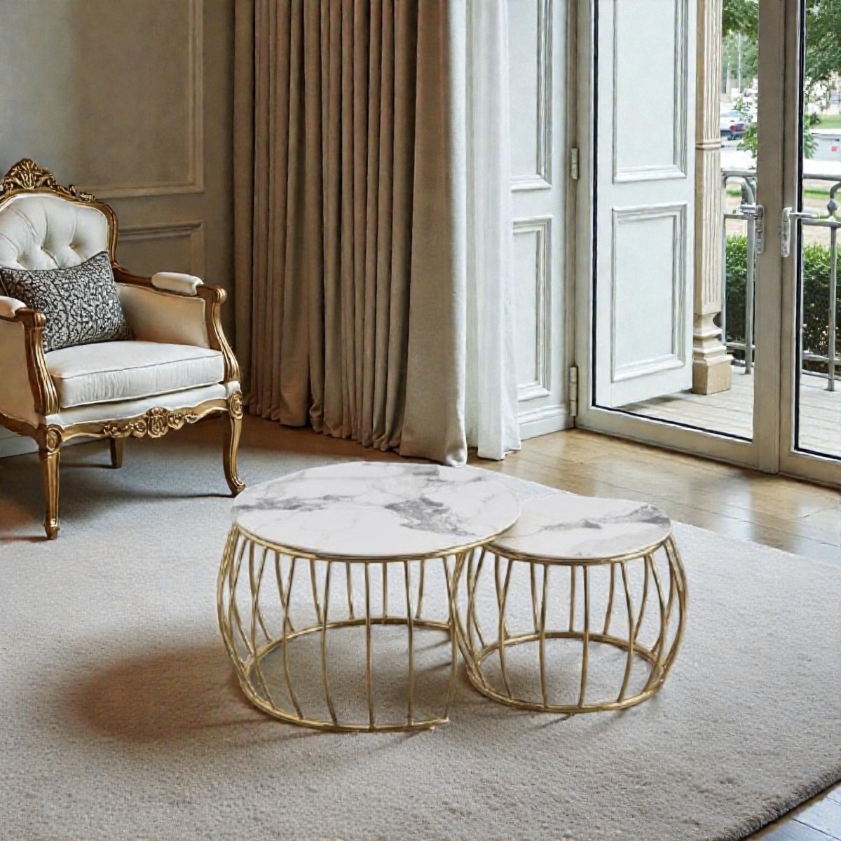 Modern Glam Space - Saving Round Nesting Coffee Tables