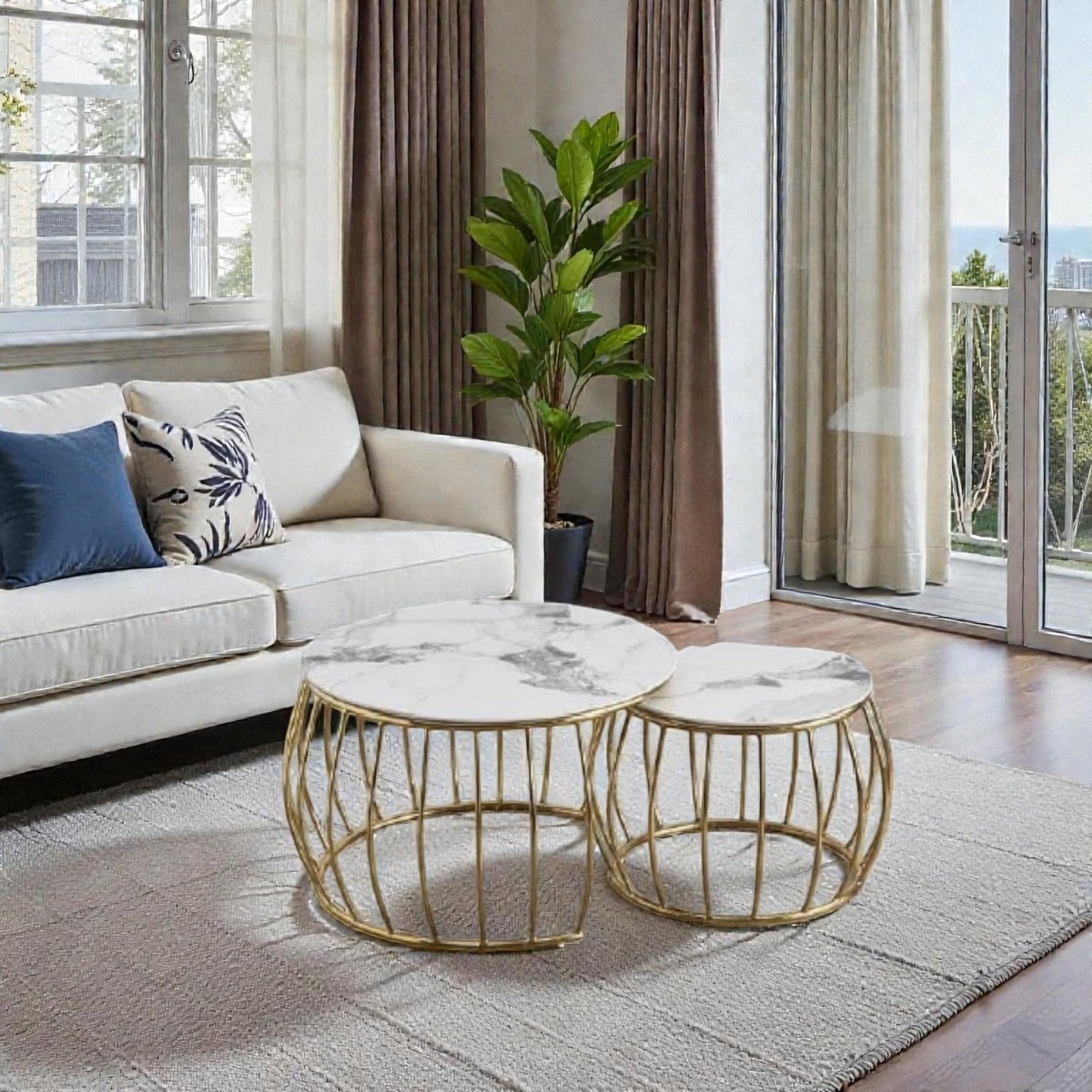 Modern Glam Space - Saving Round Nesting Coffee Tables