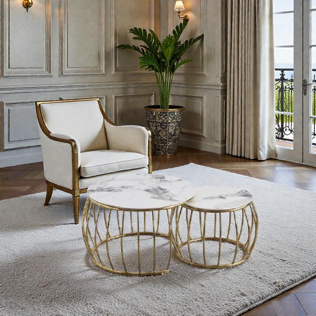 Modern Glam Space - Saving Round Nesting Coffee Tables