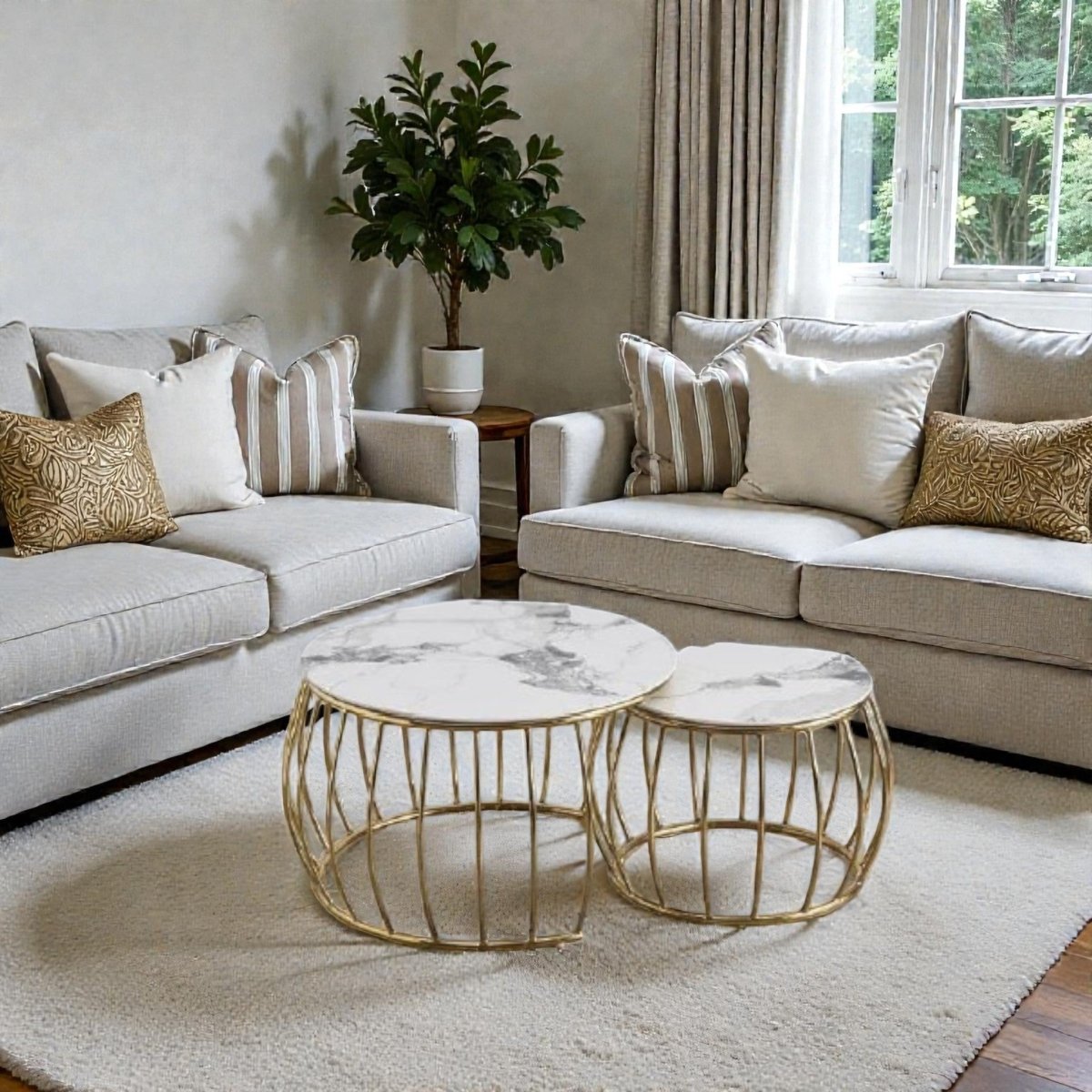 Modern Glam Space - Saving Round Nesting Coffee Tables