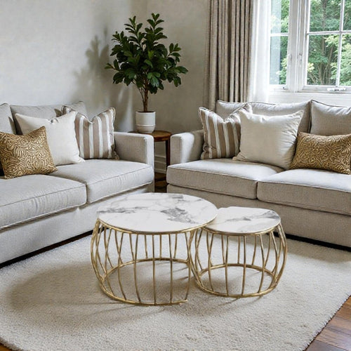 Modern Glam Space - Saving Round Nesting Coffee Tables