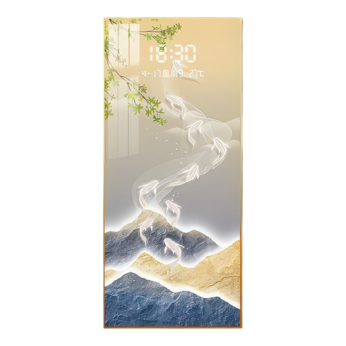 Modern Illuminated Abstract Fish Landscape Timepiece Decor (40 x 90 CM)