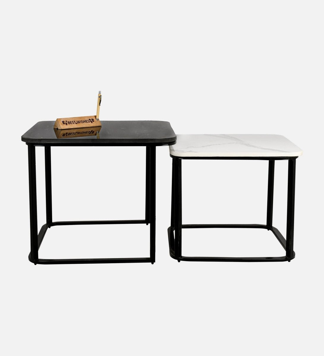 Modern marble top Square Nesting Table - Punam Metalcrafts