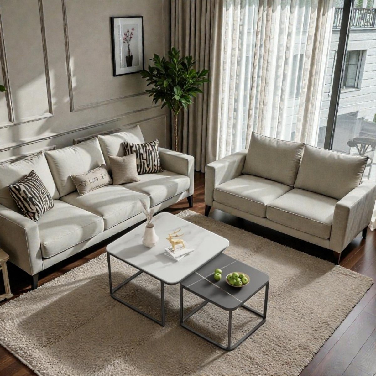 Modern marble top Square Nesting Table