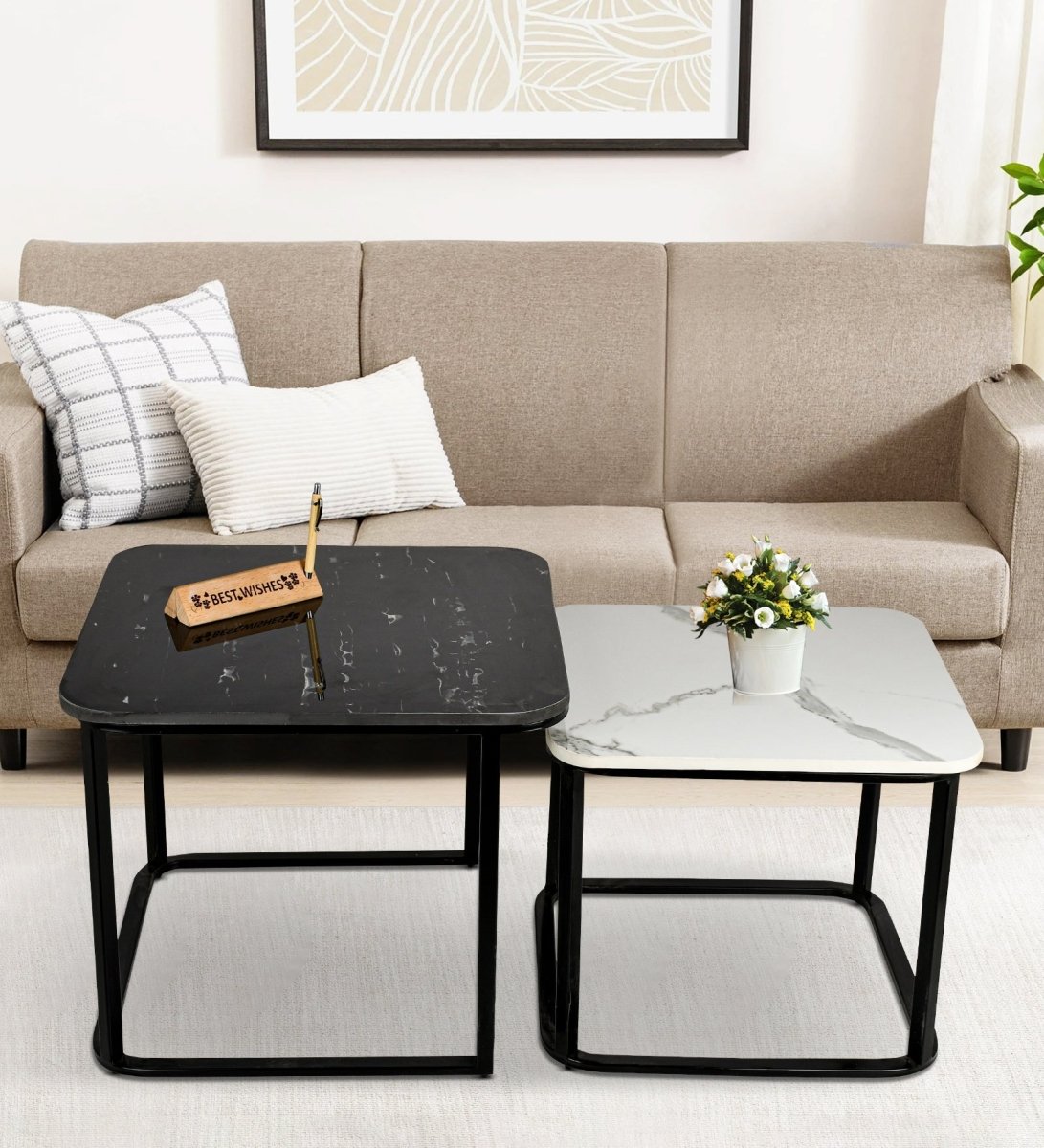 Modern marble top Square Nesting Table - Punam Metalcrafts