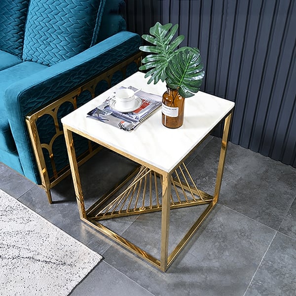 Modern Side Table with Sculptural Gold Base for Elegant Interiors