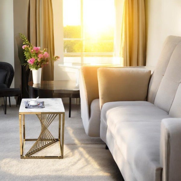 Modern Side Table with Sculptural Gold Base for Elegant Interiors