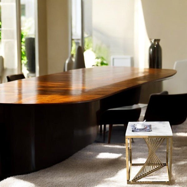 Modern Side Table with Sculptural Gold Base for Elegant Interiors