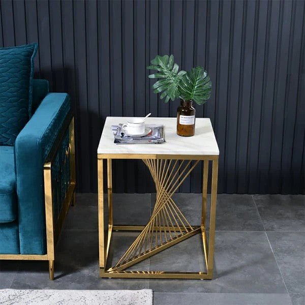 Modern Side Table with Sculptural Gold Base for Elegant Interiors