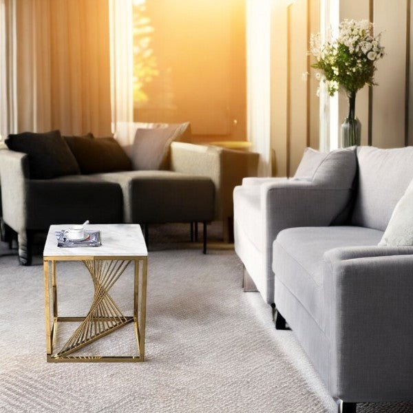 Modern Side Table with Sculptural Gold Base for Elegant Interiors