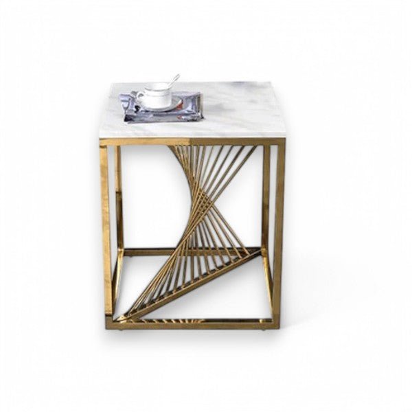 Modern Side Table with Sculptural Gold Base for Elegant Interiors