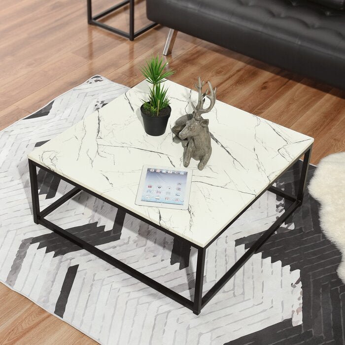 Modern Square Coffee Table with Chrome Legs
