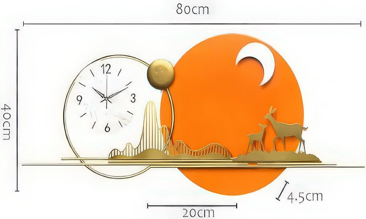 Modern Sunset Deer Wall Clock (31.4 x 15.7 Inches)