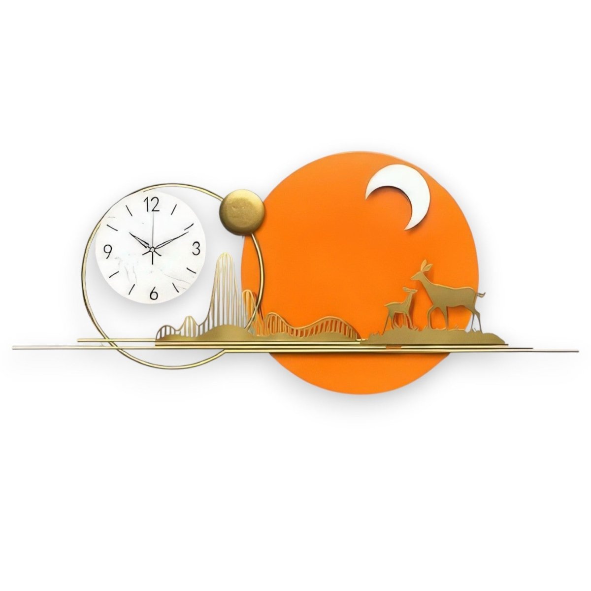 Modern Sunset Deer Wall Clock (31.4 x 15.7 Inches)