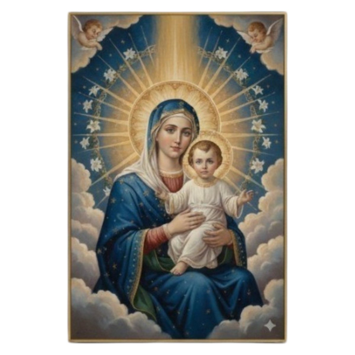 Mother Mary: Angel's Touch and Sacred Infant Blessing