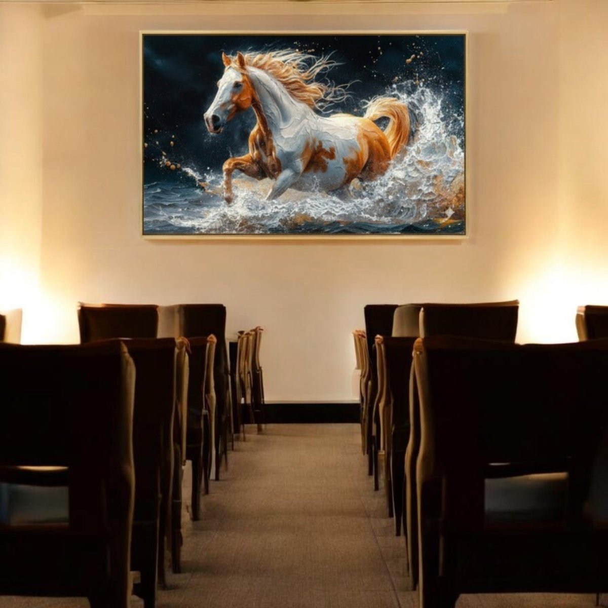Motion in Fire: Modern Palette Knife Horse Painting (48 x 23 Inches )
