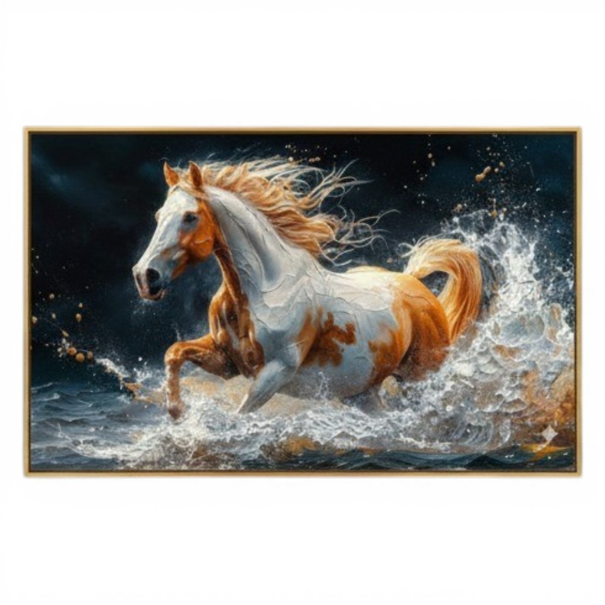 Motion in Fire: Modern Palette Knife Horse Painting (48 x 23 Inches )