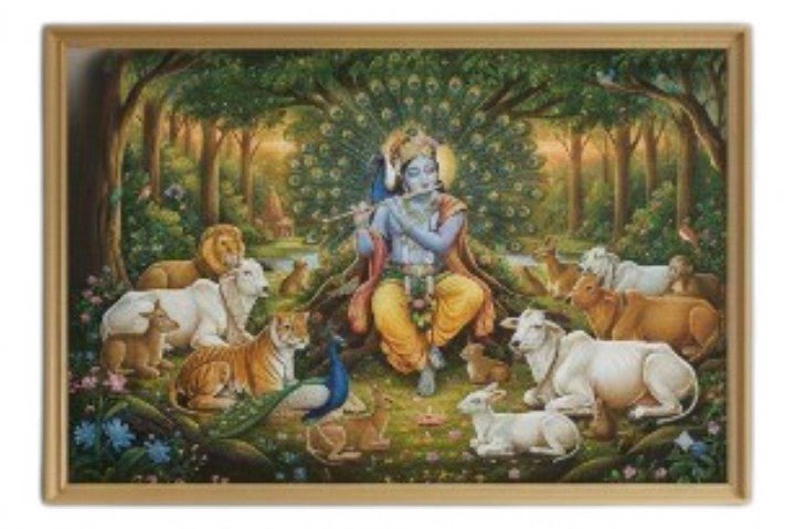 Murali Manohar and the Dancing Peacock Throne (36 x 24 Inches)