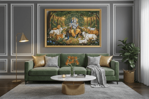 Murali Manohar and the Dancing Peacock Throne (36 x 24 Inches)