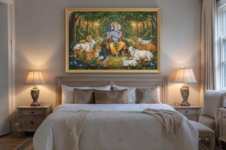 Murali Manohar and the Dancing Peacock Throne (36 x 24 Inches)