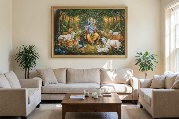 Murali Manohar and the Dancing Peacock Throne (36 x 24 Inches)