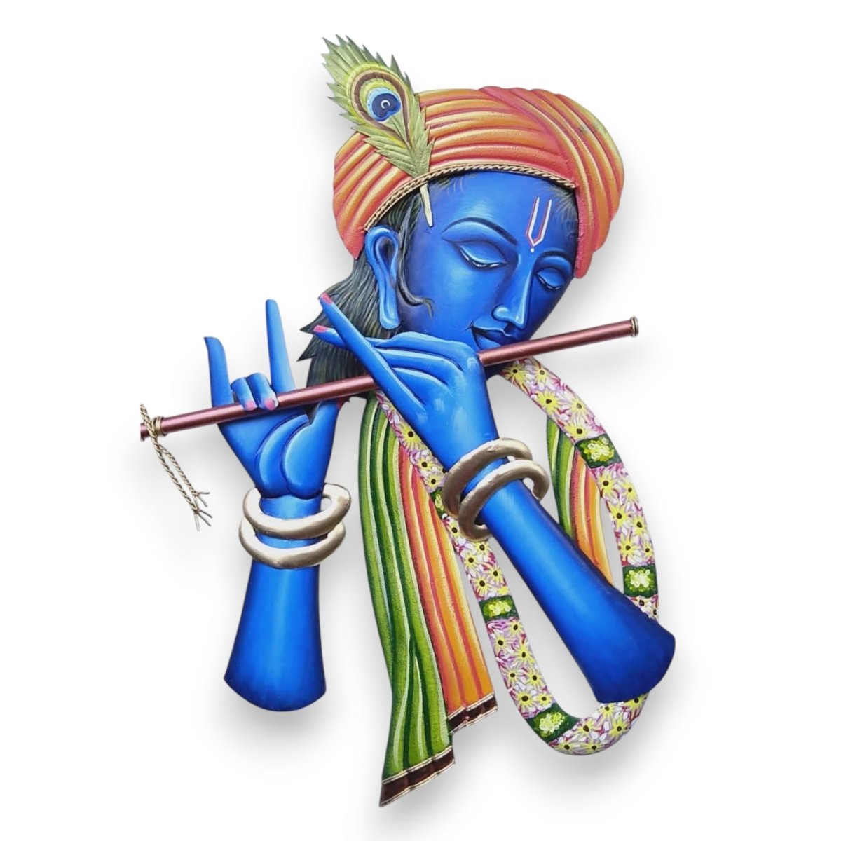 Murali Manohar: Vibrant Hand - Painted Krishna Wall Hanging (24 x 18 Inches)