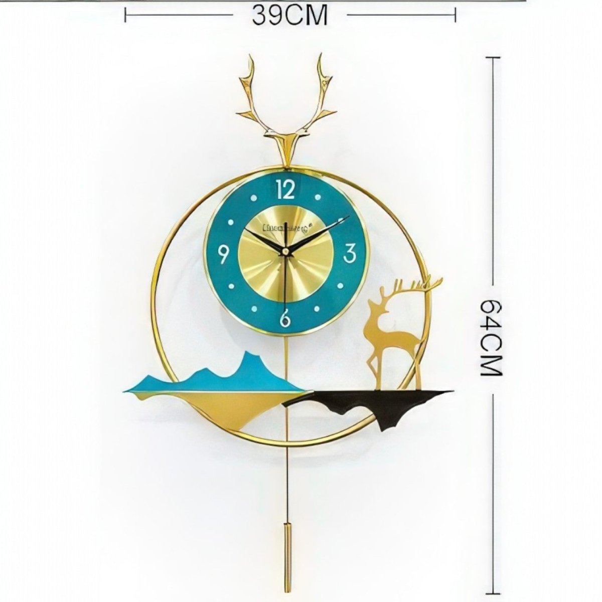 Nature Motif Deer & Mountain Wall Clock (25.1 x 15.3 Inches)