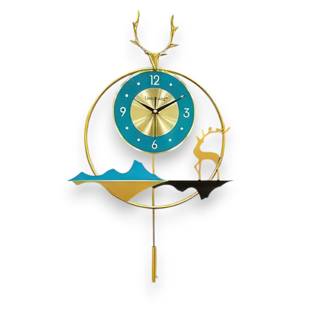 Nature Motif Deer & Mountain Wall Clock (25.1 x 15.3 Inches)
