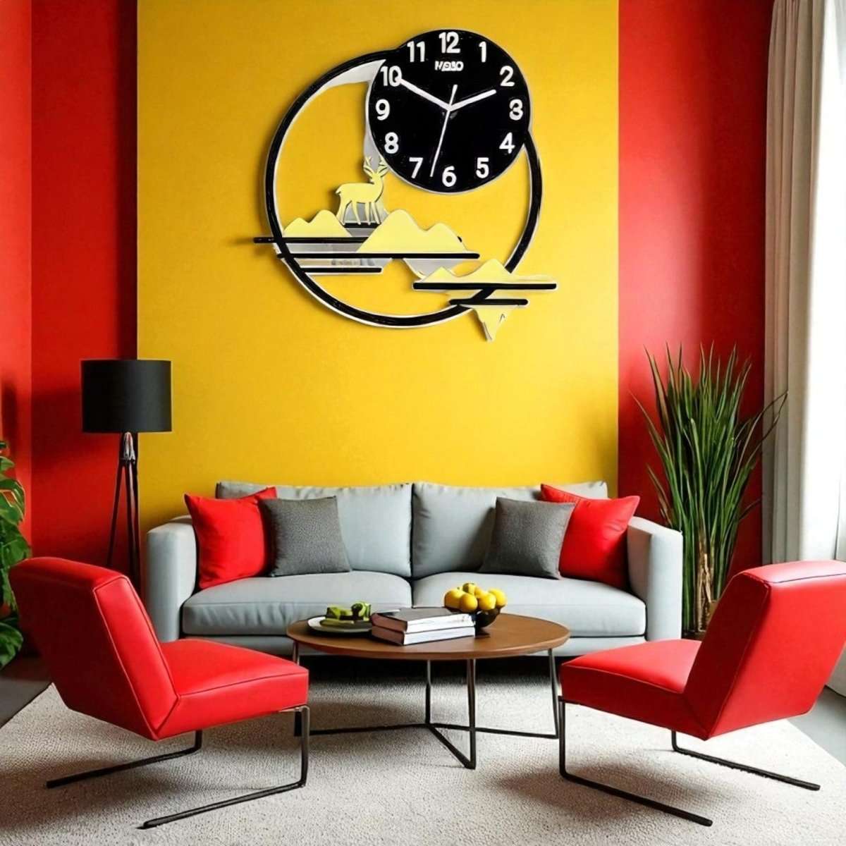 Nordic Style Deer & Mountain Wall Art (13.7 x 14.1 Inches)