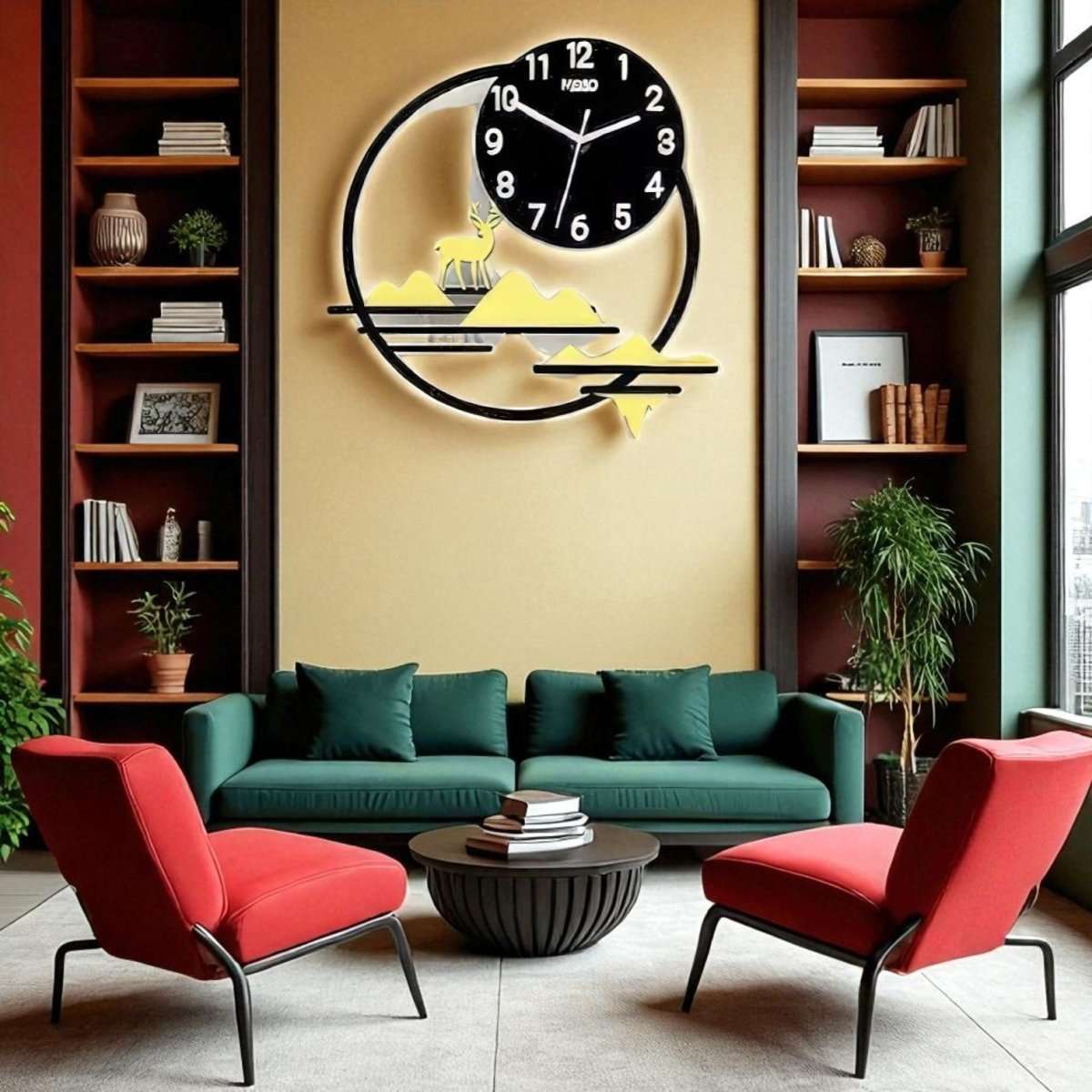 Nordic Style Deer & Mountain Wall Art (13.7 x 14.1 Inches)