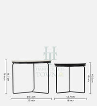 Thumbnail for Octagon Marble Top Nesting Coffee Tables with Black Metal Frame