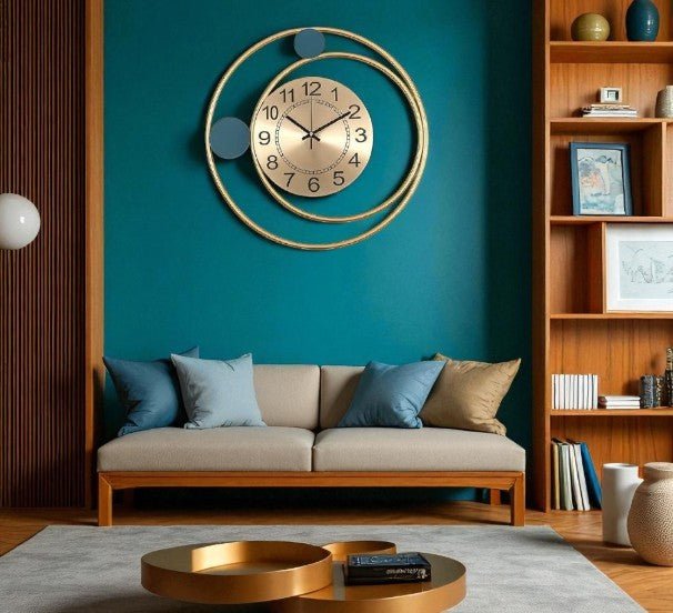 Orbital Balance:Abstract Gold Wall Clock (16.5 x 16.5 Inches)