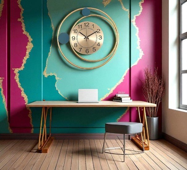 Orbital Balance:Abstract Gold Wall Clock (16.5 x 16.5 Inches)