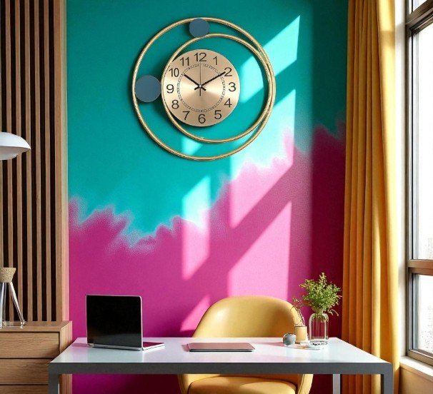 Orbital Balance:Abstract Gold Wall Clock (16.5 x 16.5 Inches)