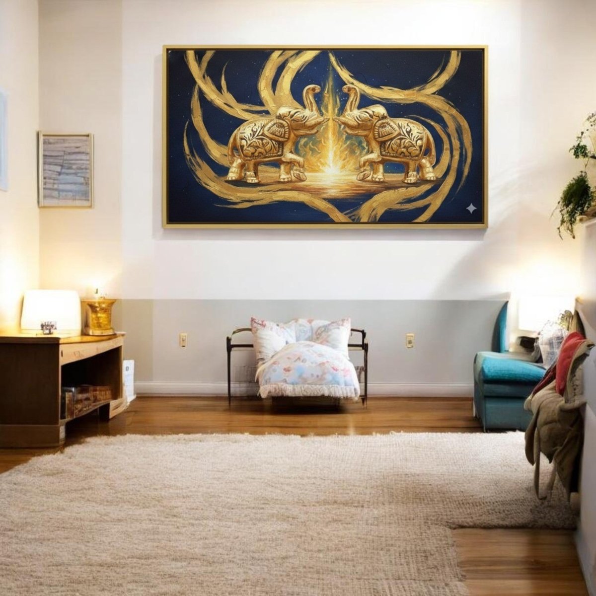 Ornate Majesty: Feng Shui Guardians of the Eternal Flame (48 x 25 Inches )