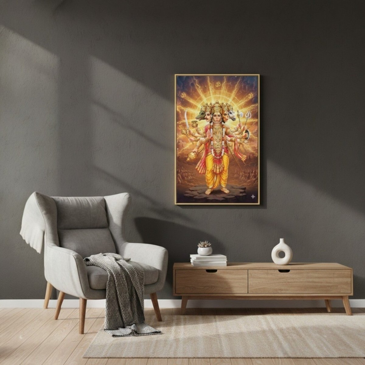 Panchmukhi Prabha: Ananta Mahavir: The Eternal Five - Faced Sovereign of Strength (24 x 36 Inches)