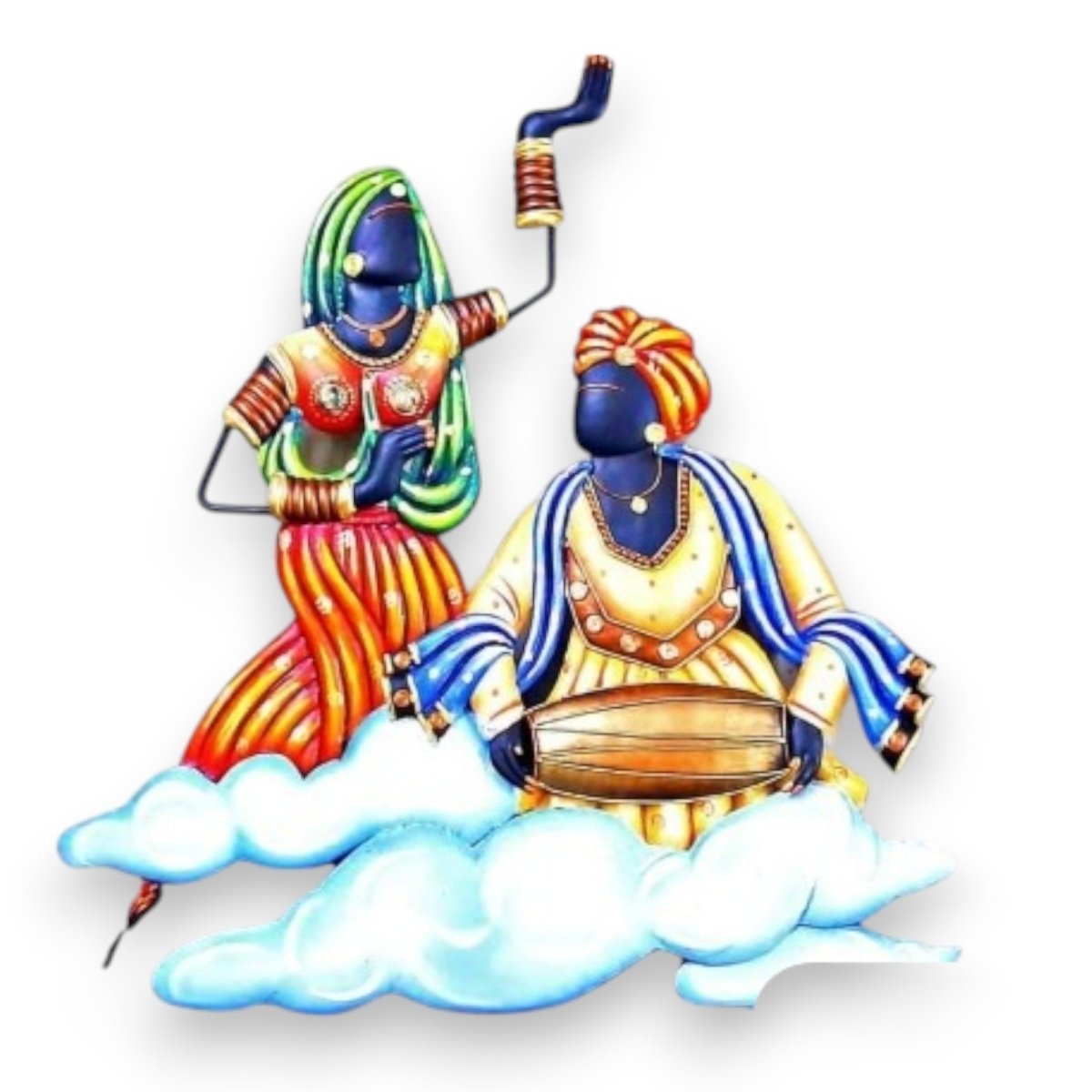 Pandharpur Melodies: Hand - Painted Maharashtrian Dholak Player & Folk Dancer (24 x 24 Inches)