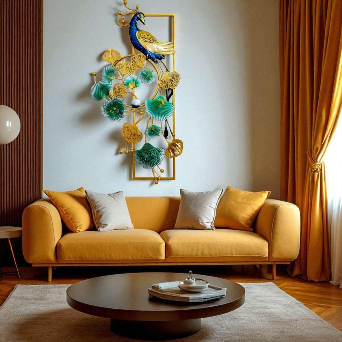 Peacock:Whispering Leaves, Regal Gaze (21 x 41 Inches)