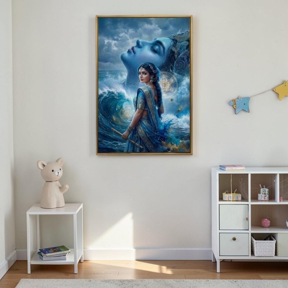Radha - Krishna: Muralidhar’s Ocean: A Surreal Gopi’s Vision (24 x 36 Inches)