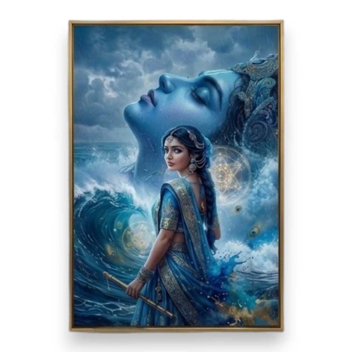Radha - Krishna: Muralidhar’s Ocean: A Surreal Gopi’s Vision (24 x 36 Inches)
