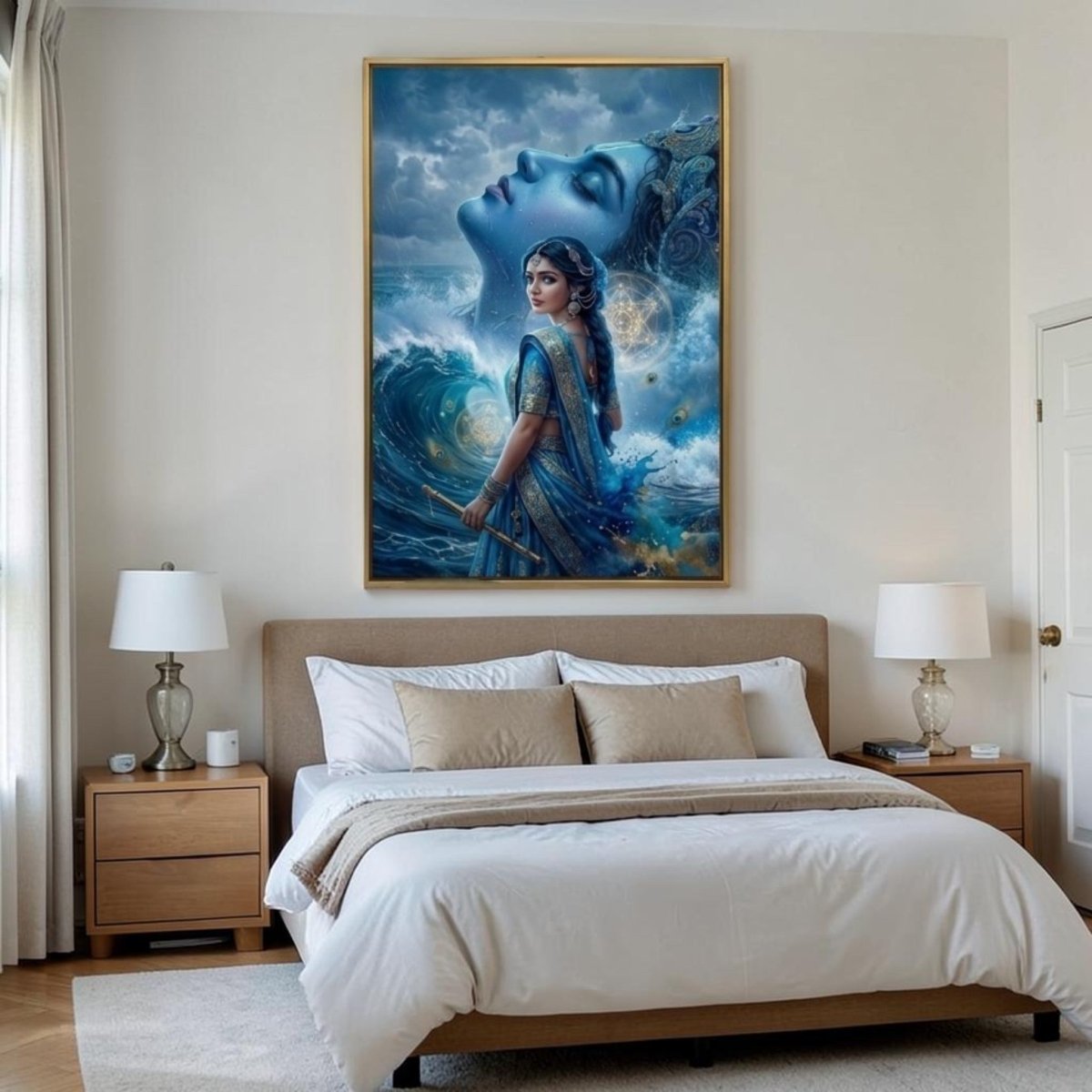 Radha - Krishna: Muralidhar’s Ocean: A Surreal Gopi’s Vision (24 x 36 Inches)