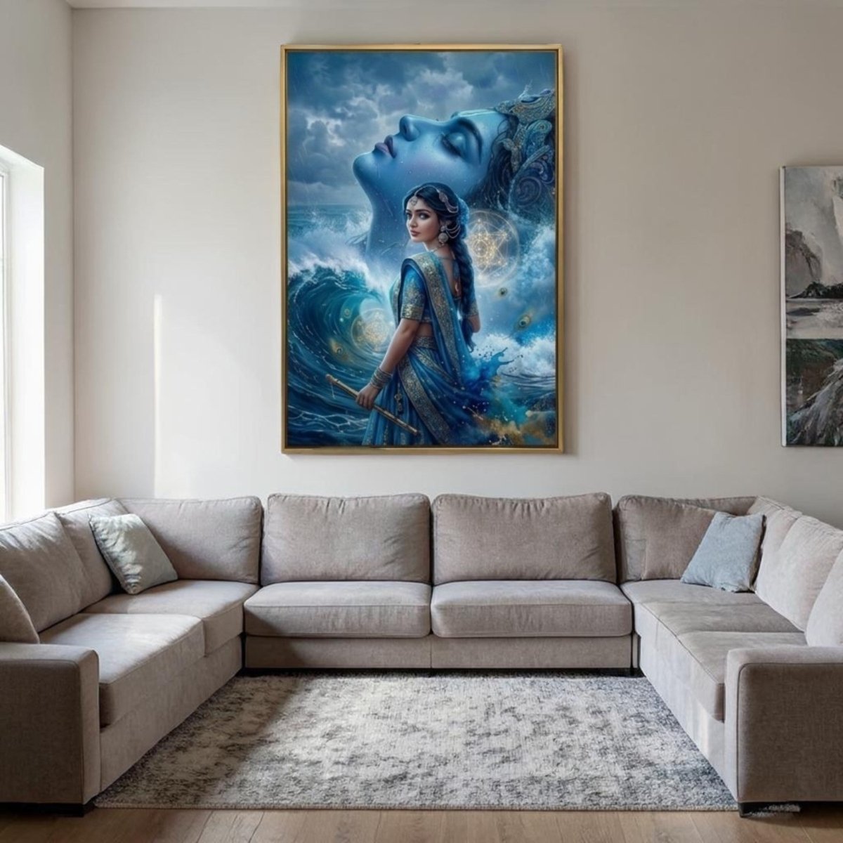 Radha - Krishna: Muralidhar’s Ocean: A Surreal Gopi’s Vision (24 x 36 Inches)