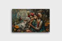 Thumbnail for Radha-Krishna : Vṛindāvan's Symphony Canvas Wall Art (36 x 24 Inches)