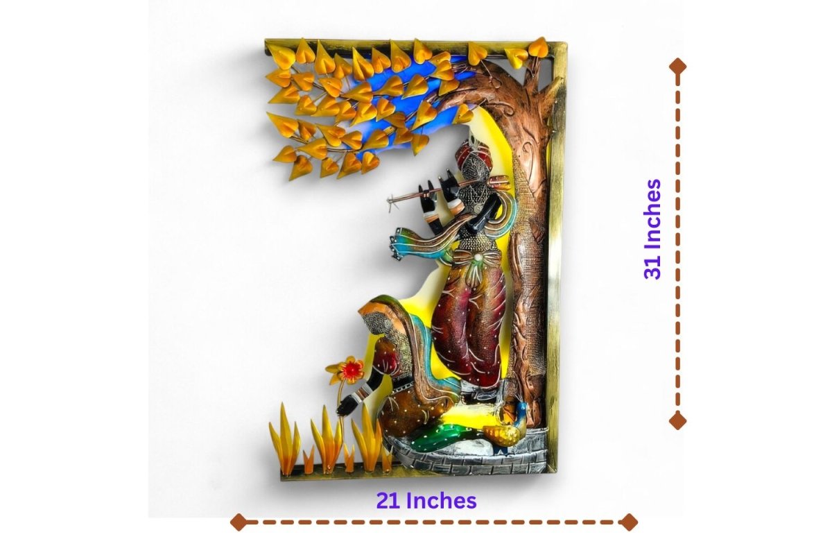 Radha - Krishna:Bansuri's Banyan Bloom (21 x 31 Inches)