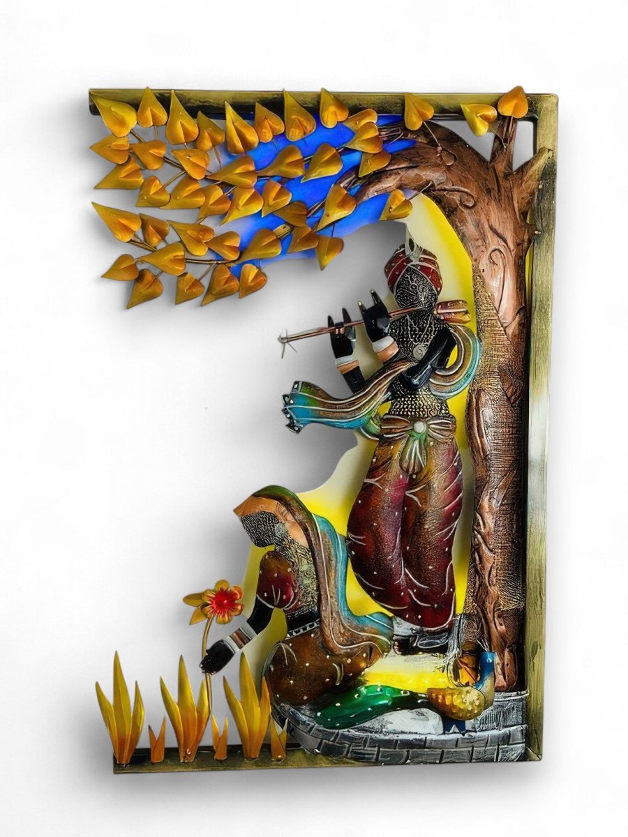 Radha - Krishna:Bansuri's Banyan Bloom (21 x 31 Inches)