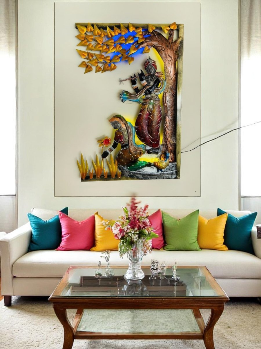 Radha - Krishna:Bansuri's Banyan Bloom (21 x 31 Inches)
